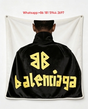 Balenciaga BB Logo Print Flannel Sofa Throw Blanket BA404